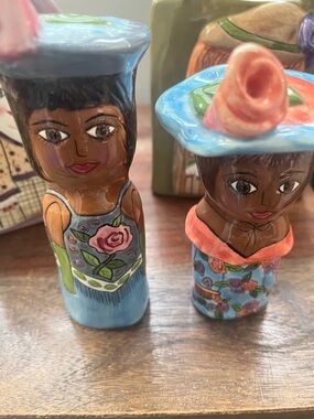 Susan Paley “Donna” Salt & Pepper Shakers Bella Casa Ganz Hand Painted Vintage